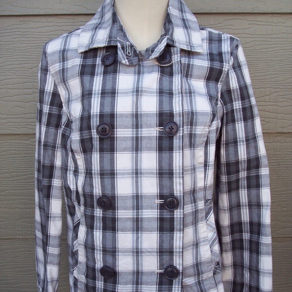 Aeropostale Peacoat Jacket Junior Sz L Black White